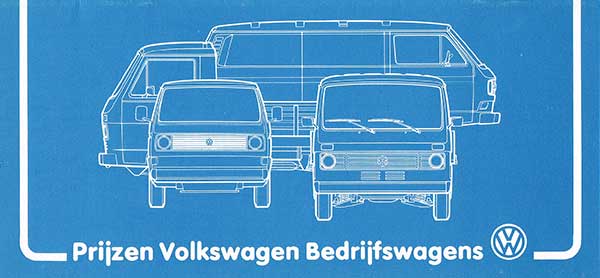 Voorzijde VW T3 prijzen 1980 leaflet