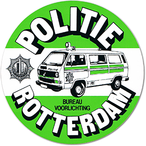 Sticker van de politie Rotterdam met VW T3 busje