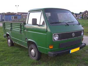 VW T3 groene pick-up met enkele cabine